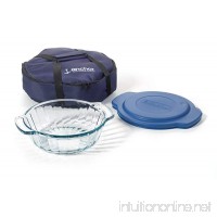 Anchor Hocking 3-Piece 2-Quart Sculpted Baking Dish with Slate Blue Plastic Lid and Blue Tote. - B000HS7QV6